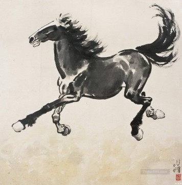Animal Painting - Xu Beihong caballo corriendo tinta china antigua